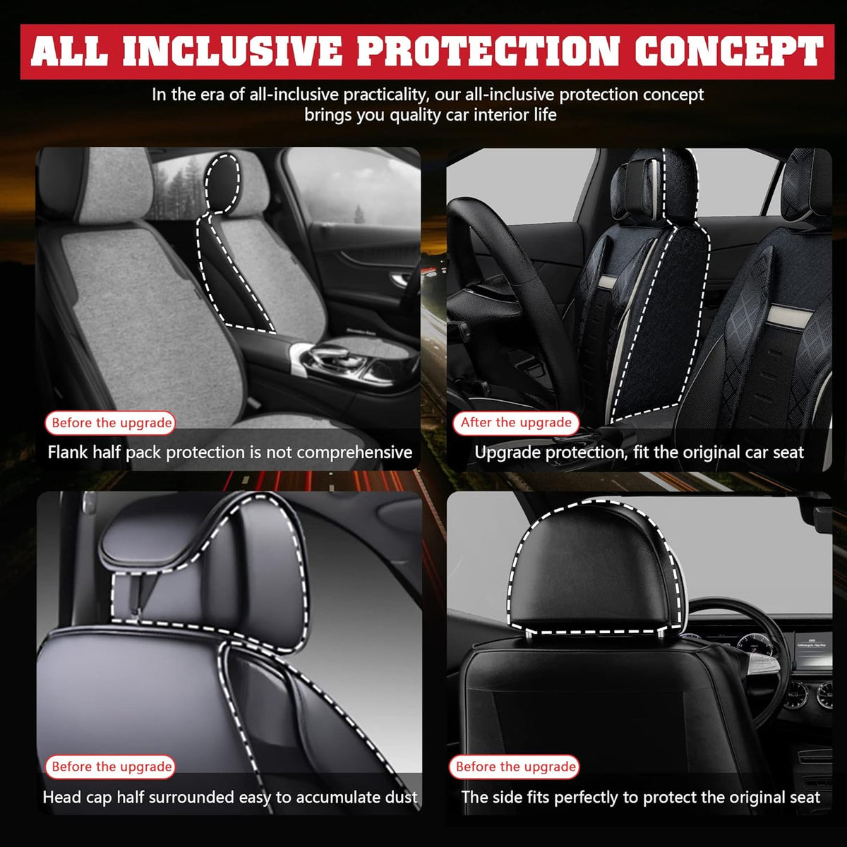 5PCS Water Proof Nappa Leather Car Seat Covers O310