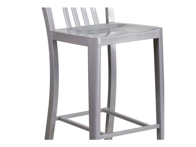 2 Pack 30x22 High Silver Metal Barstool with Vertical Slat Back A35025