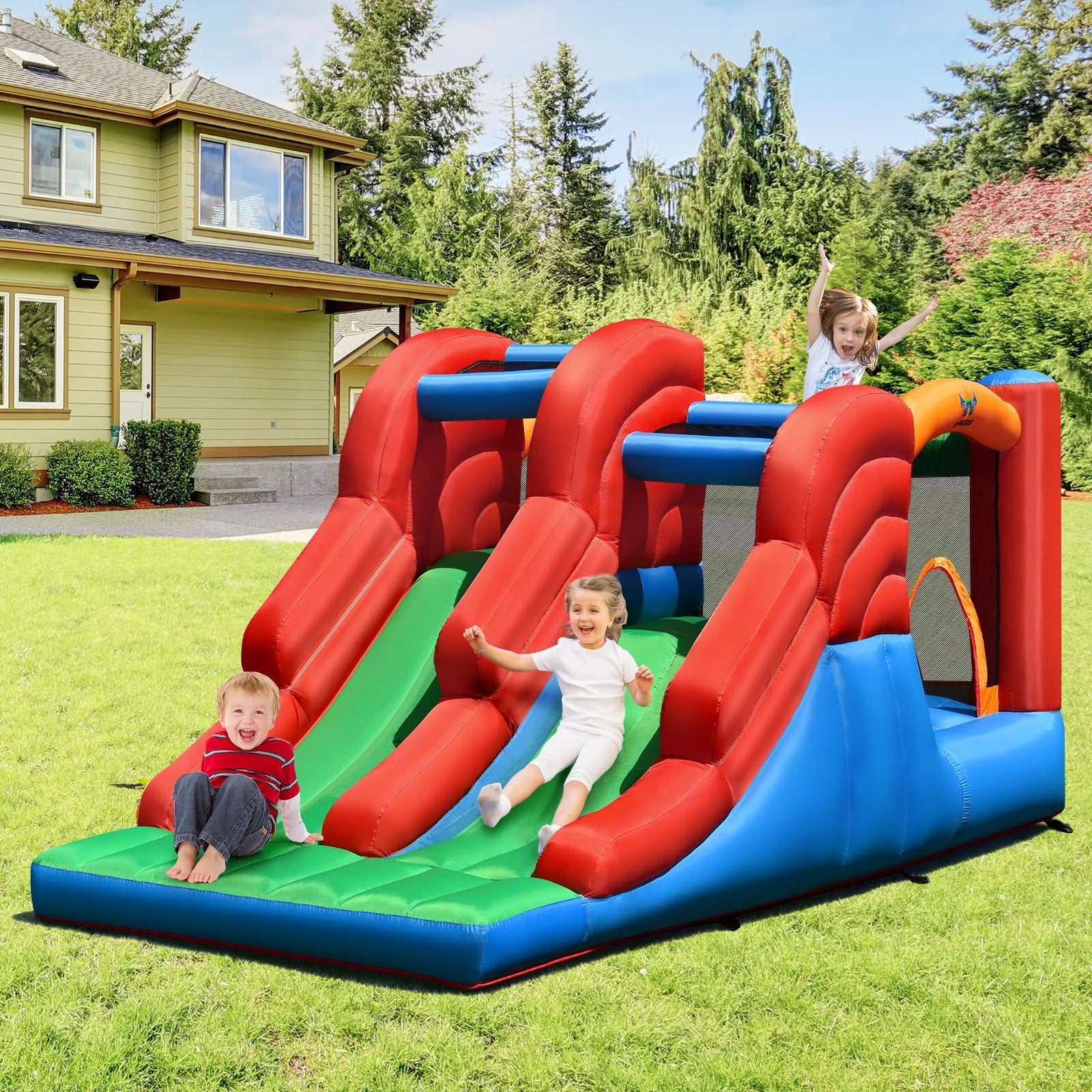 Inflatable Bounce House 3-in-1 Dual Slides Jumping Castle B941