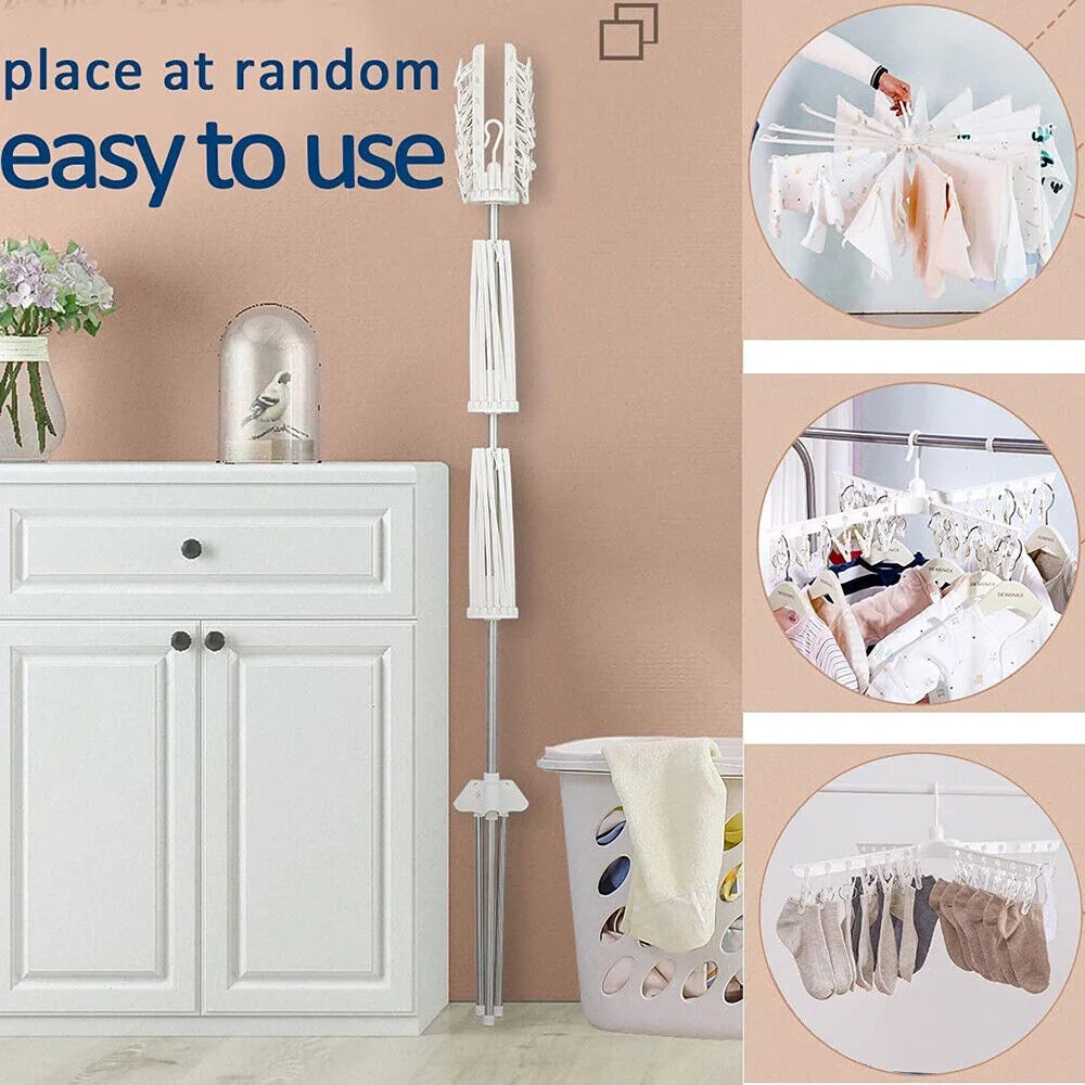 Folding 360° Rotation Clothes Drying Rack Tripod Laundry Hanger Stand J26352