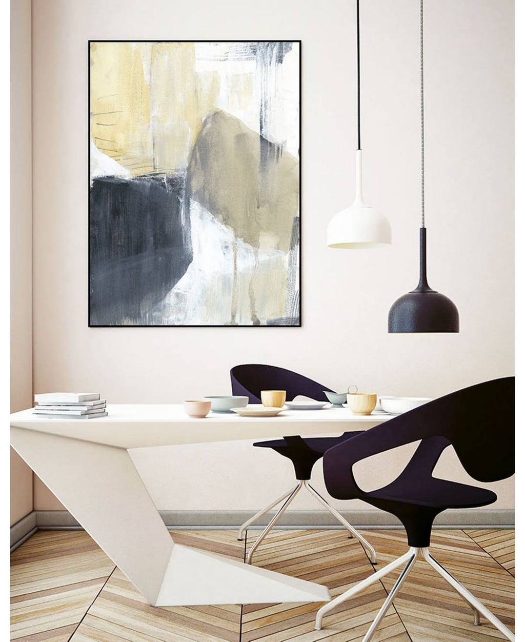 Neutral Divide I Framed Canvas - Brown M314299