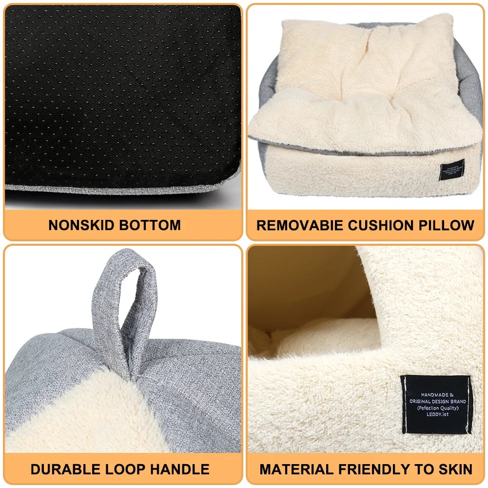 Cat Cave Bed with Removable Washable Cushioned Pillow S88589