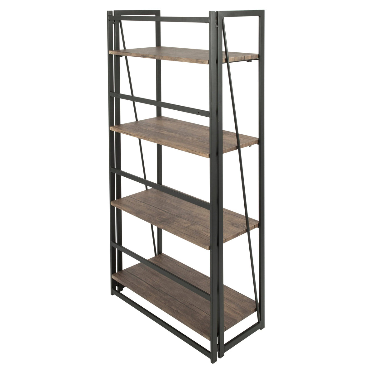 Black Metal and Wood Industrial Bookcase B321