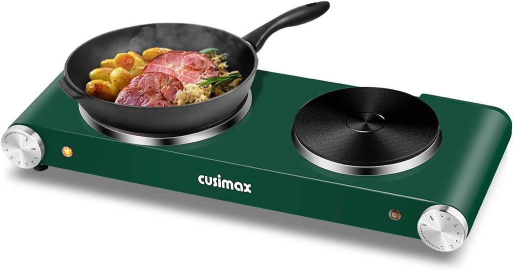 Double Hot Plates Electric Cooktop, Cast Iron, Black Stainless Steel, Pack of 2 F8222