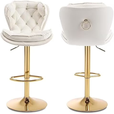 Swivel Barstools Set of 4 Velvet Upholstered Adjustable Stool Chair C80032