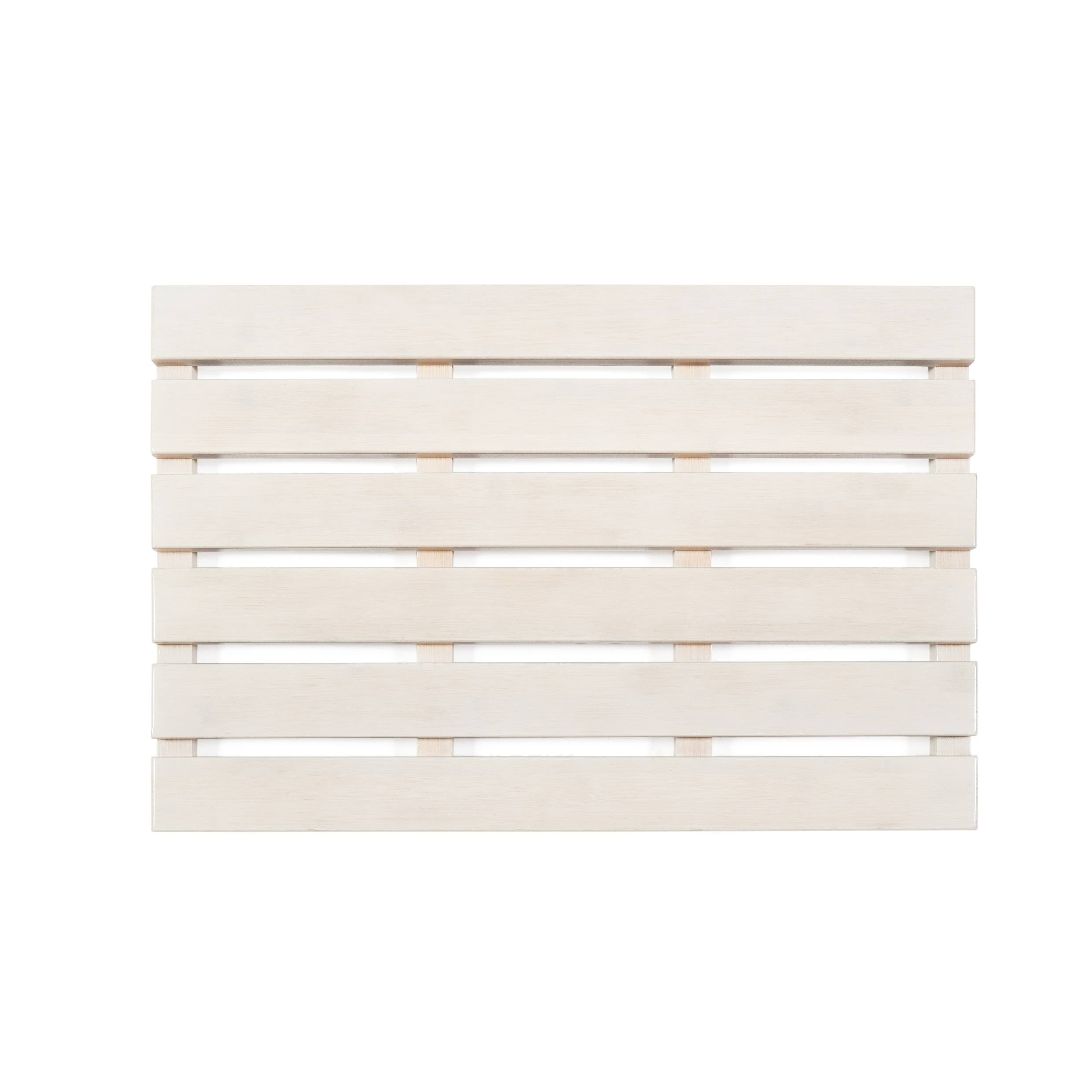 White Wash Bamboo Bath Mat B92622