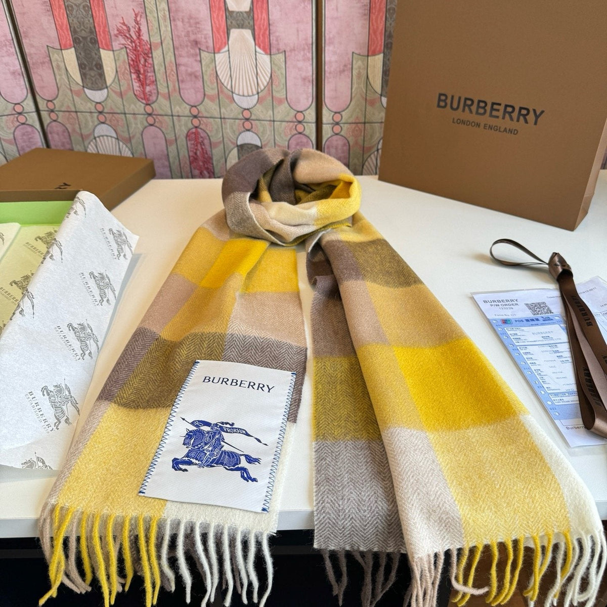 Burberry Plaid Fringe Scarf